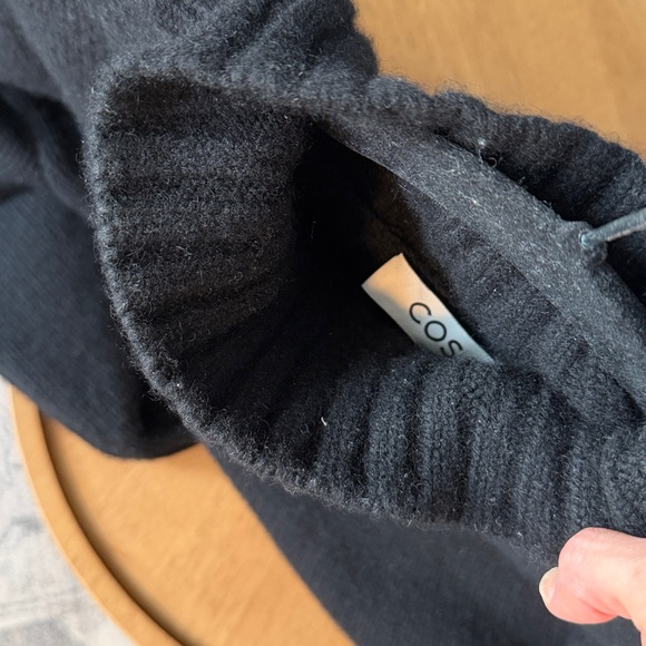 COS Chunky Pure Cashmere Mock-Neck Sweater Black Size Medium - Picture 13 of 14